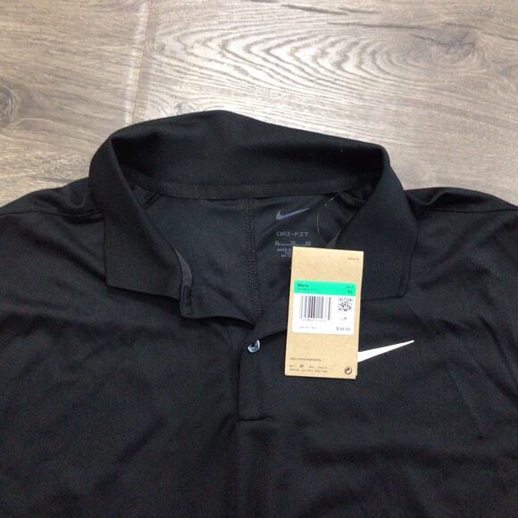 Nike Mens DriFit Golf Polo Black White Chest Logo Lightweight Size XL - Picture 2 of 6